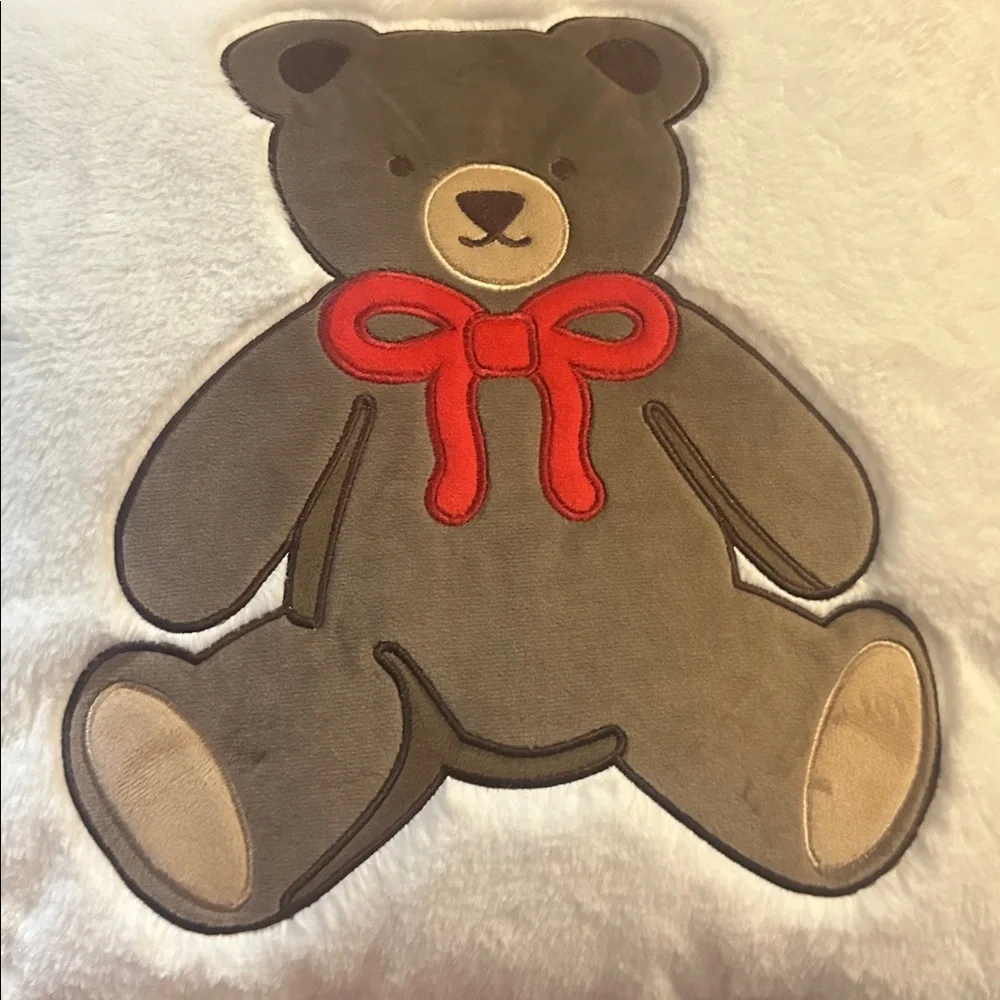 Teddy Bear faux fur 19” cream decor pillow